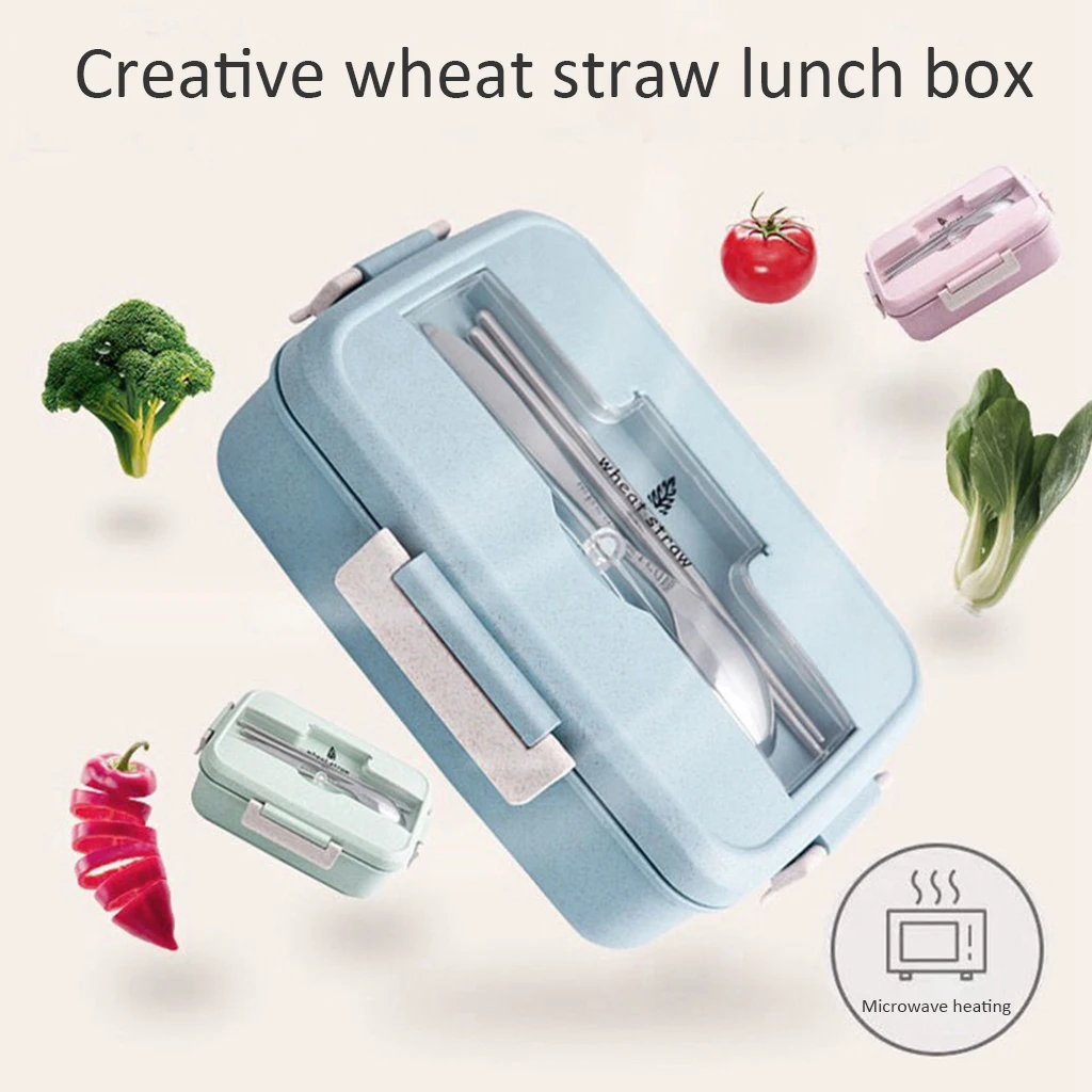 

Japanese Food Storage Container Children Kids School Office Portable Bento Box Set Microwave Lunch Box Wheat Straw Dinnerware