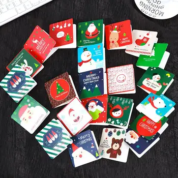 

144Pcs Lovely Christmas Tree Santa Paper Greeting Cards Envelope Birthday Xmas Postcard Xmas Pattern Santa/ Snowman /Tree /Bear