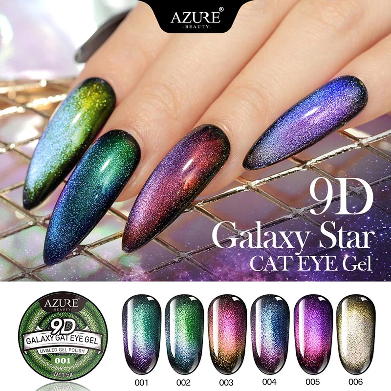 

AZURE BEAUTY 9D Galaxy Cat Eyes Led Gel Nail Polish Chameleon Magnetic UV Nail Varnish Nail Art Shiny Gel Need Black Base Coat