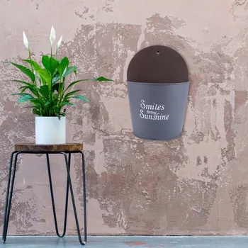

Iron Wall Pocket Planter Half Round Wall Flower Holders Hanging Planters (Grey)