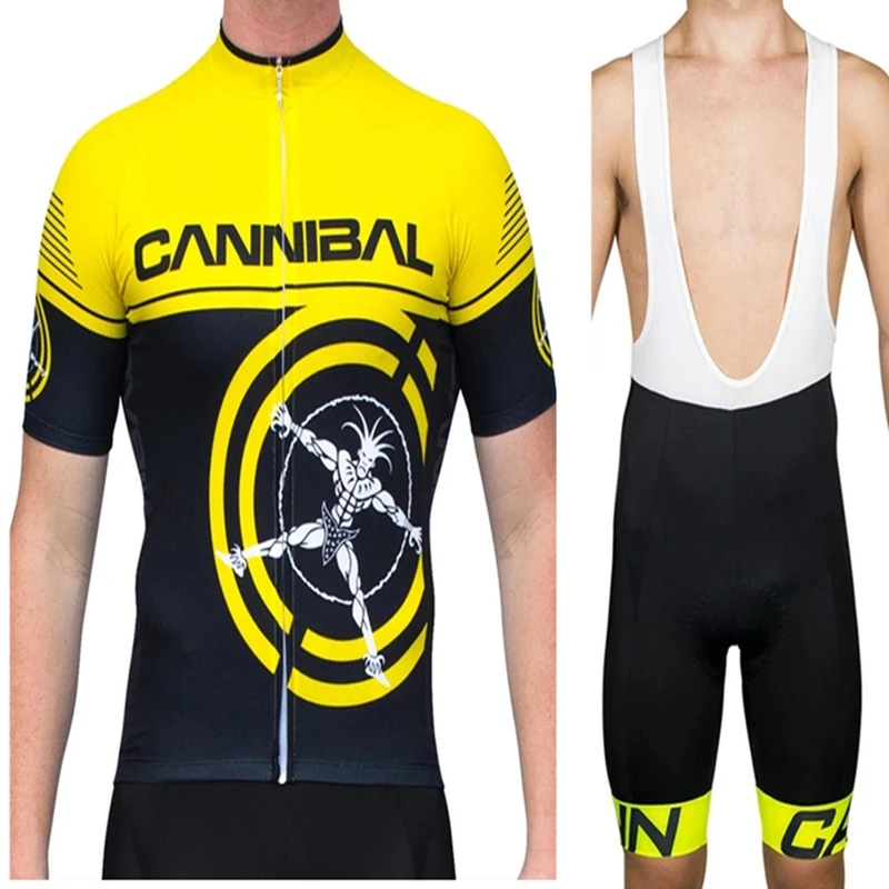 

CANNIBAL Men's European and American Bicycle Team Race Clothing Summer Short Sleeve Quick-Dry Breathable Gel Cushion Strap Short
