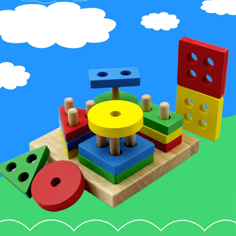 

Wooden Building Block Geometric Shape Cognitive Pairing Blocks Splicing Board Montessori Teaching Leaning Education Kit Baby Toy