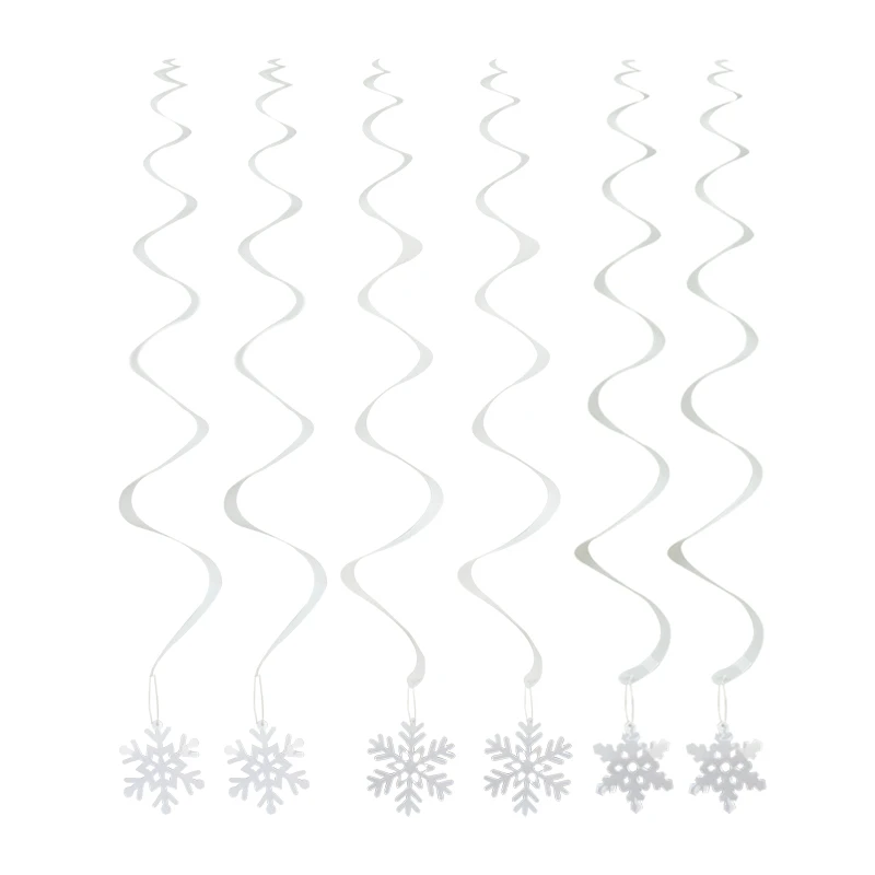 6 шт./компл. спираль подвеска Фольга линия со снежинками; дерево для рождества вечерние Рождественский воздушные шары-гирлянды подвесной год поставки - Цвет: B04