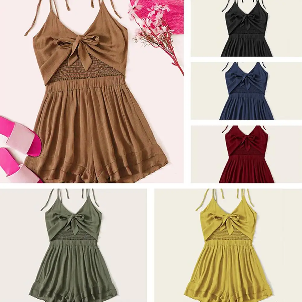 

GloryStar Fashion Temperament Sexy Navel Exposed Deep V-neck Suspenders Siamese Shorts Casual Pants