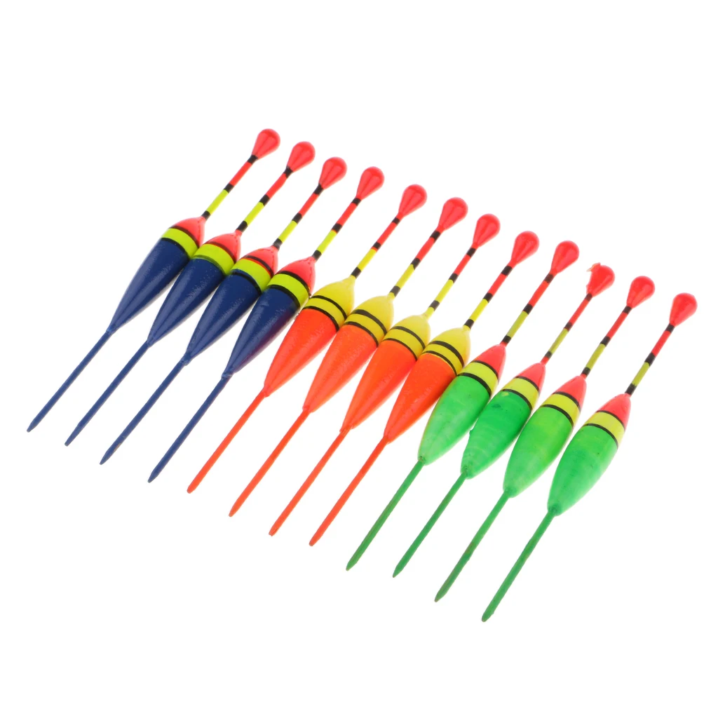 12x Wood Fishing Floats Bobbers Fishing Bait Indicator Saltwater Freshwater