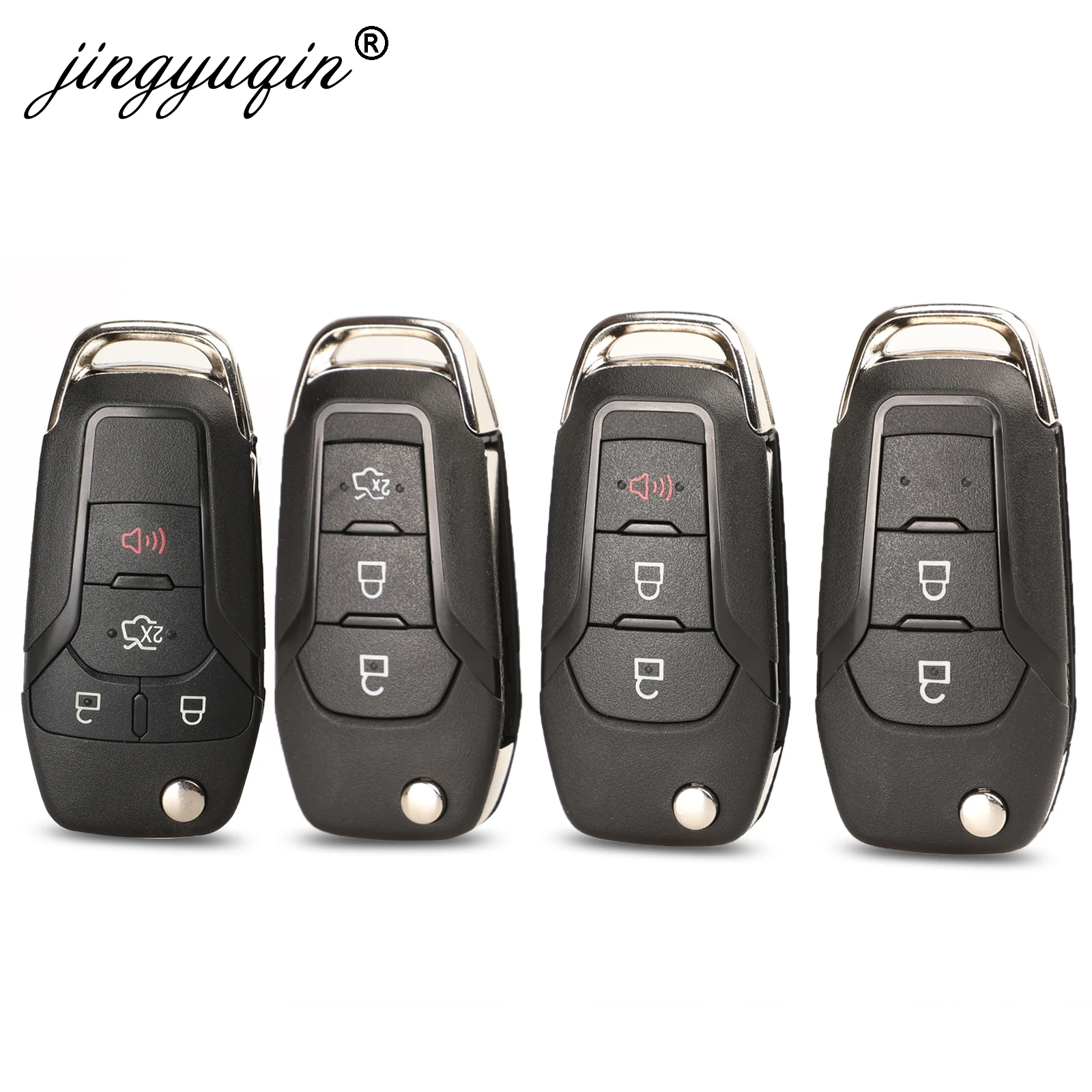 Jingyuqin 2/3/4 кнопки Флип Складной Корпус для автомобильного ключа чехол для Ford Focus Fusion Mk2 Mk7 Ranger Explorer Uncut Пустой HU101 лезвие