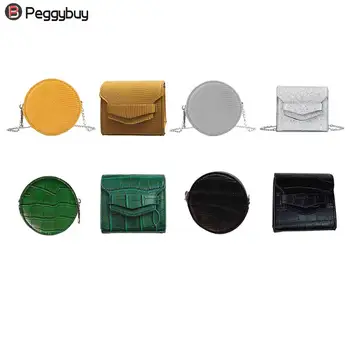 

Retro Small Messenger Bag Women Crocodile PU Leather Square Round Shoulder Crossbody Handbag Ladies Chain Mini Bag