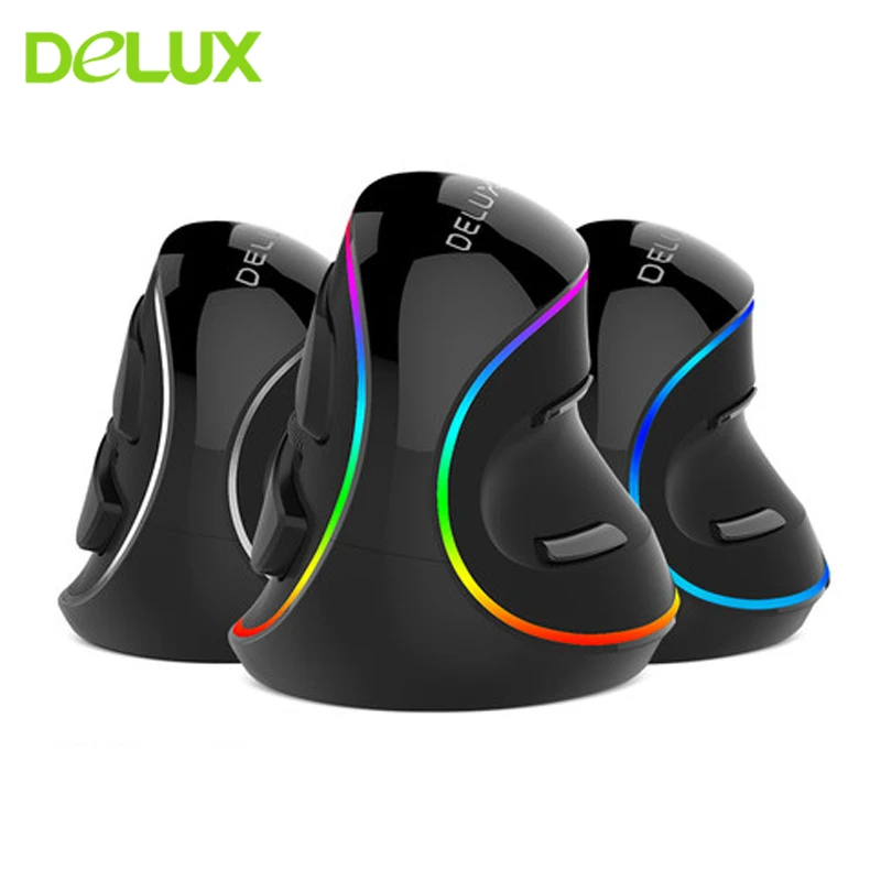 Best Delux M618 Plus Ergonomic Vertical Mouse 1600DPI 6 Buttons USB Optical Wired Gaming Mause Gamer RGB Right Hand Game Mice For PC