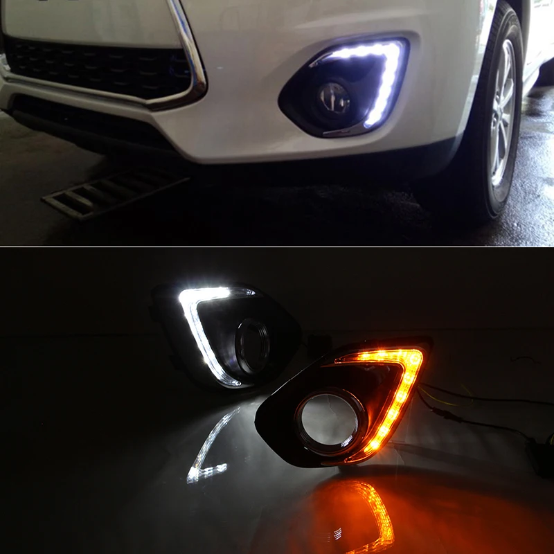 2 шт. ABS дневные ходовые огни для Mitsubishi ASX 2013 2015 2016 2018 белый + желтый указатель