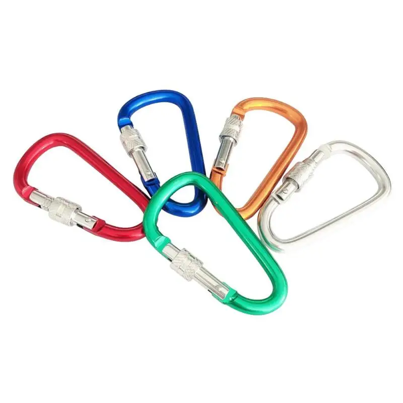 

4pcs/set 8cm Aluminum Alloy D-type Quickdraw Climbing Carabiner with Lock Outdoor Hiking Climbing Accessories