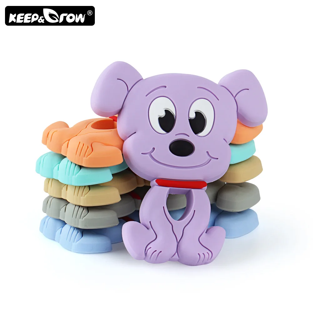 

Keep&Grow 1pc Cartoon Dog Silicone Teether Food Grade Rodent Baby Teethers DIY Teething Necklace Silicone Beads Nursing Toys