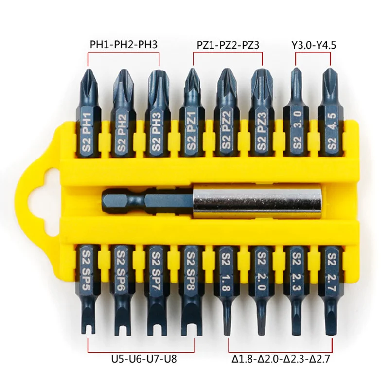 DWZ 17Pcs/Set 4 Type Tamper Proof Torx Hex Star Bit Magnetic Holder Screwdriver Bits