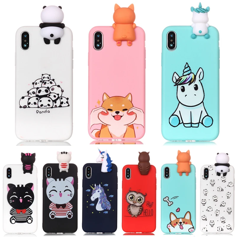 

Cute Cartoon 3D Unicorn Panda Owl Cat Soft Silicone TPU Case Cover on For iPhone 11 Pro X XS Max XR 6 6S 7 8 Plus 5 5S SE Case