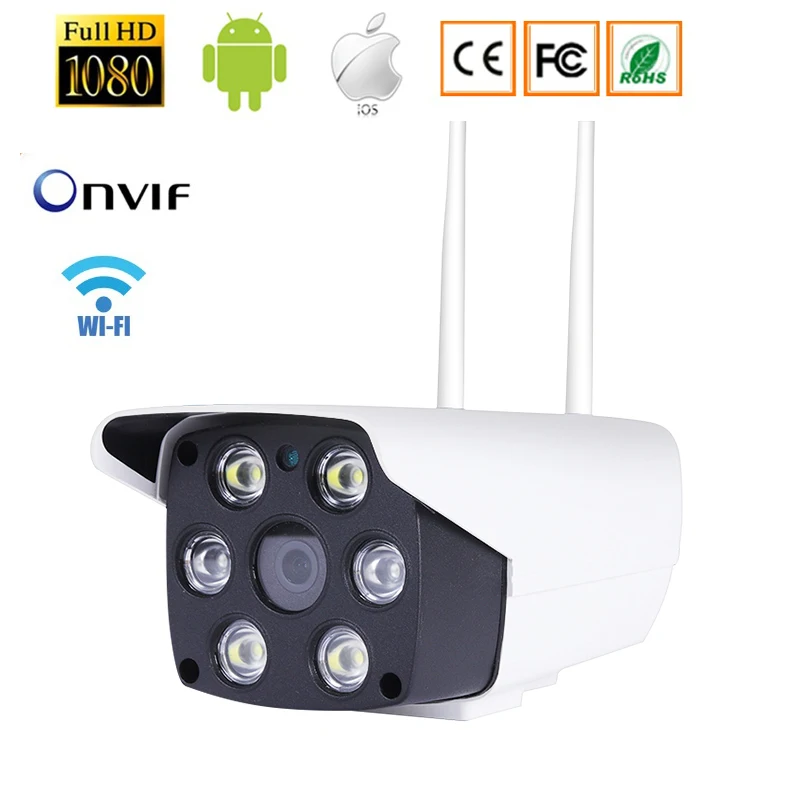 Ip-камера 1080P 720P ONVIF P2P Обнаружение движения HD камеры наблюдения аудио ONVIF 2MP ИК ночного видения CCTV открытый Wifi пуля
