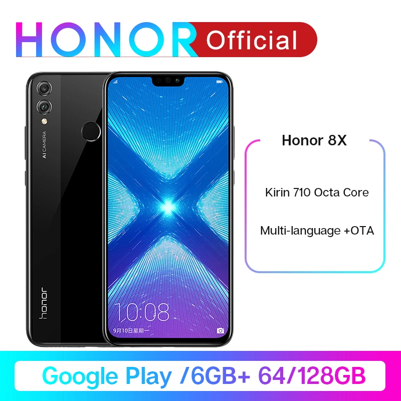 

Gloogle Play Honor 8X 8 X Smartphone 6G RAM 64G/128G Goolge Play Kirin 710 Octa Core 6.5''20MP Dual Rear Camera Mobile phone OTA