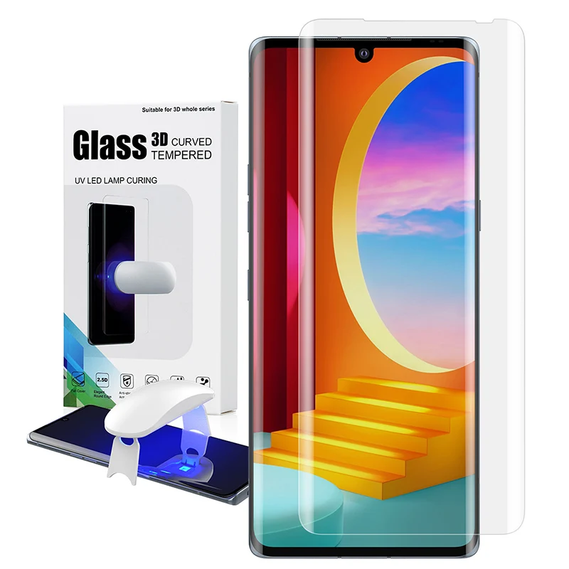 For LG Velvet Tempered Glass LG Wing Screen Protector UV Liquid Full Glue Film Full Cover With Fingerprint Unlock Glass
