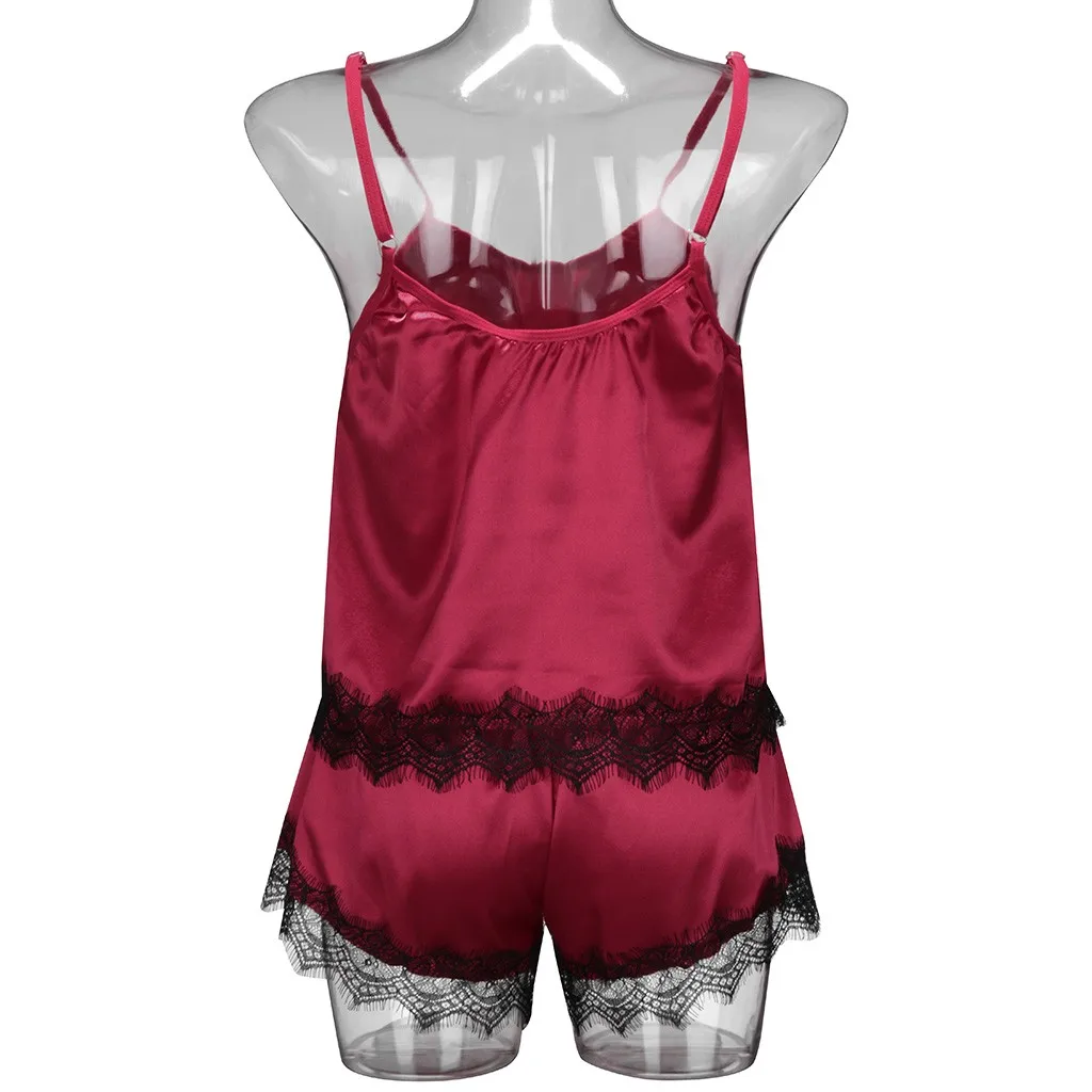 Горячая Женская кружевная цветная ночнушка, шорты, Camisole, Пижама, ночное белье, комплект для женщин, сексуальные шелковые ночные рубашки, 50
