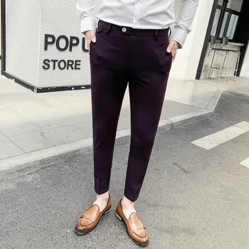 

Summer Male Trousers Business Dress Male Trousers Drape British Trousers Slim Fit