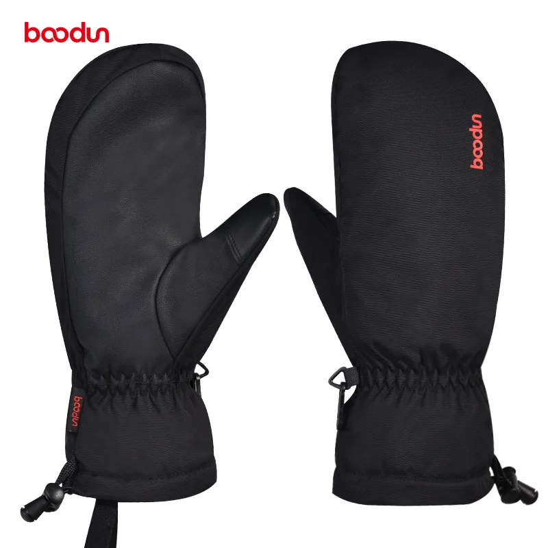 Boodun Men Women Winter Ski Gloves Windproof Waterproof Snow Snowboard Skiing Gloves Thermal Fleece Warm Gloves with PU Palm