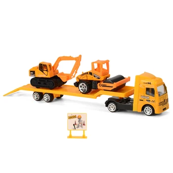 

Sliding Flatbed Trailer Trucks Toy Alloy Trailer Engineering Roller Excavator Loader Truck Model Car Toys for Boys Children Gift