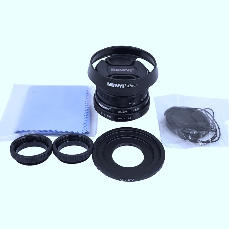 

ABKT-Newyi 25Mm F/1.8 Cctv Mini Lens for All Fujilm Fx Mirro Mount Camera & Hood Adapter 7 in 1 Kit