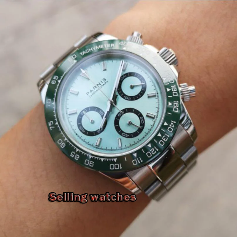 blue dial 39 мм PARNIS с синим циферблатом, полностью кварцевые часы с хронографом, мужские часы от ведущего бренда, роскошные часы с сапфировым кристаллом, мужские часы - Цвет: blue dial