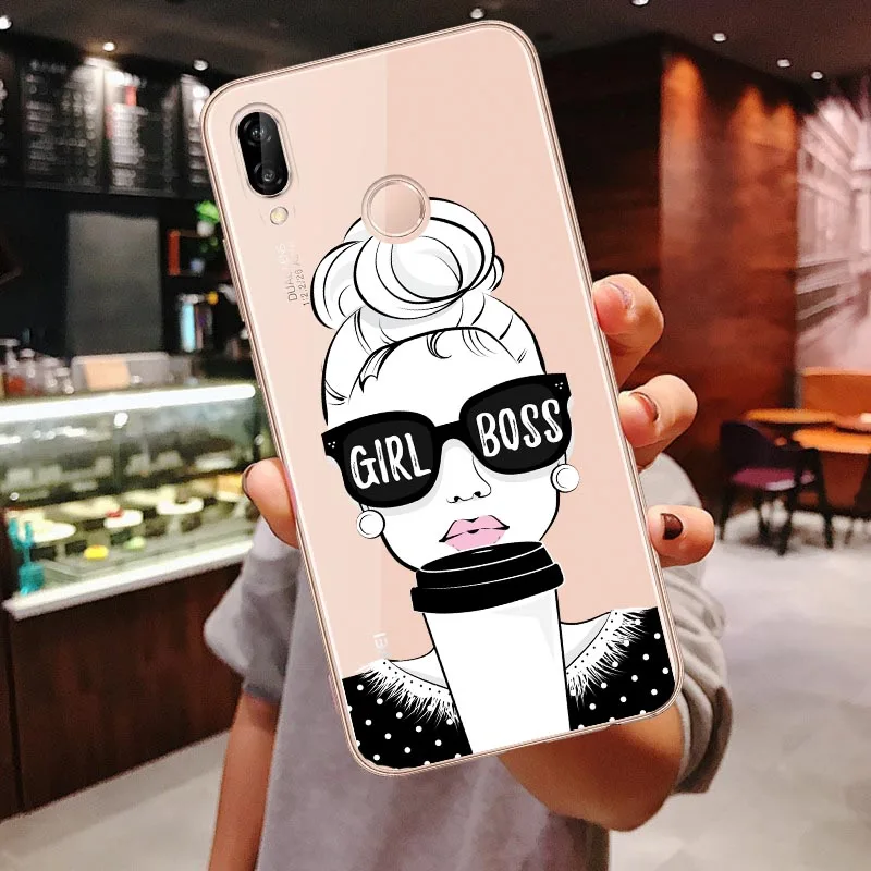 Clear Soft Case For Huawei P30 Lite P30 Pro P20 Lite P20Pro Mate 10 20 Pro Mate 20 Lite Black Brown Hair Baby Mom Girl Cover