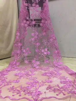 

2019 African Net Lace Fabric, High Quality Elegant Sequins Nigerian Wedding Lace Fabrics 5Yards Sequins French Tulle lace X10