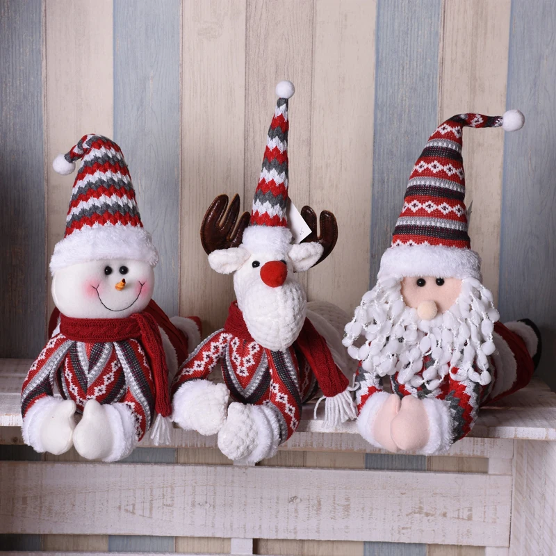 Красный Санта Клаус кукла игрушка лежачий натальный фигурка рождественские украшения для дома navidad оконный стол adornos de navidad