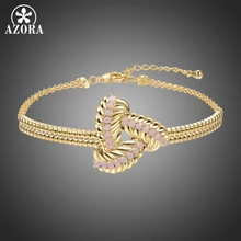 AZORA/ дизайн, браслет с тремя листьями, для элегантных девушек, для свиданий, с сияющим розовым кубическим цирконием, модные ювелирные изделия TS0211