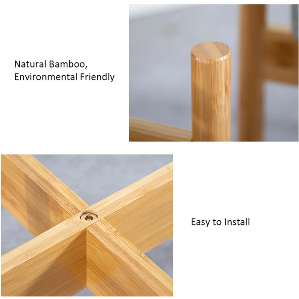 Modern Free Standing Shelf Bamboo Wood Living Room Office Single Bay Flower Stand Balcony Rack Home Bonsai Holder Decoration