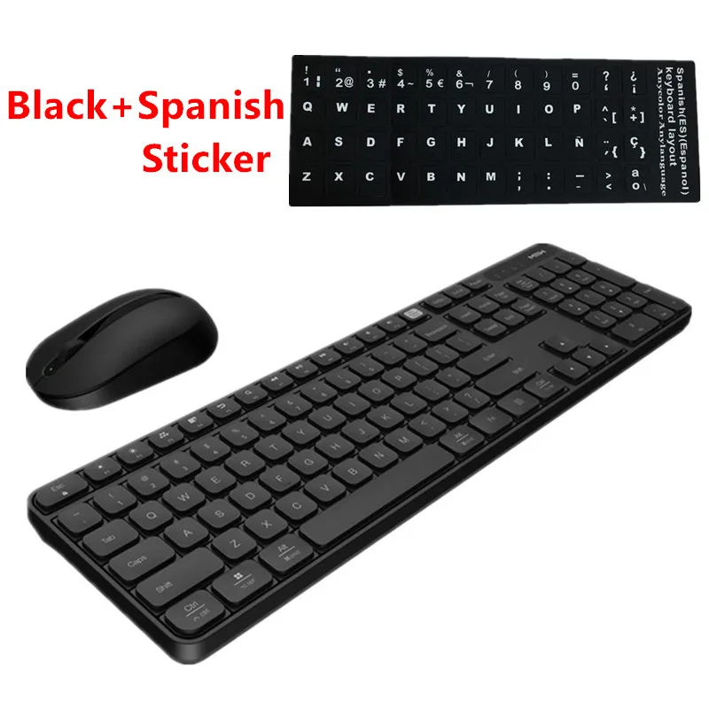 B and Spain Stickers Оригинальная беспроводная клавиатура Xiaomi Miiiw 104 Key 2,4 GHz Беспроводная Двойная модель портативная клавиатура и мышь комплект для Windows Mac - Цвет: B and Spain Stickers