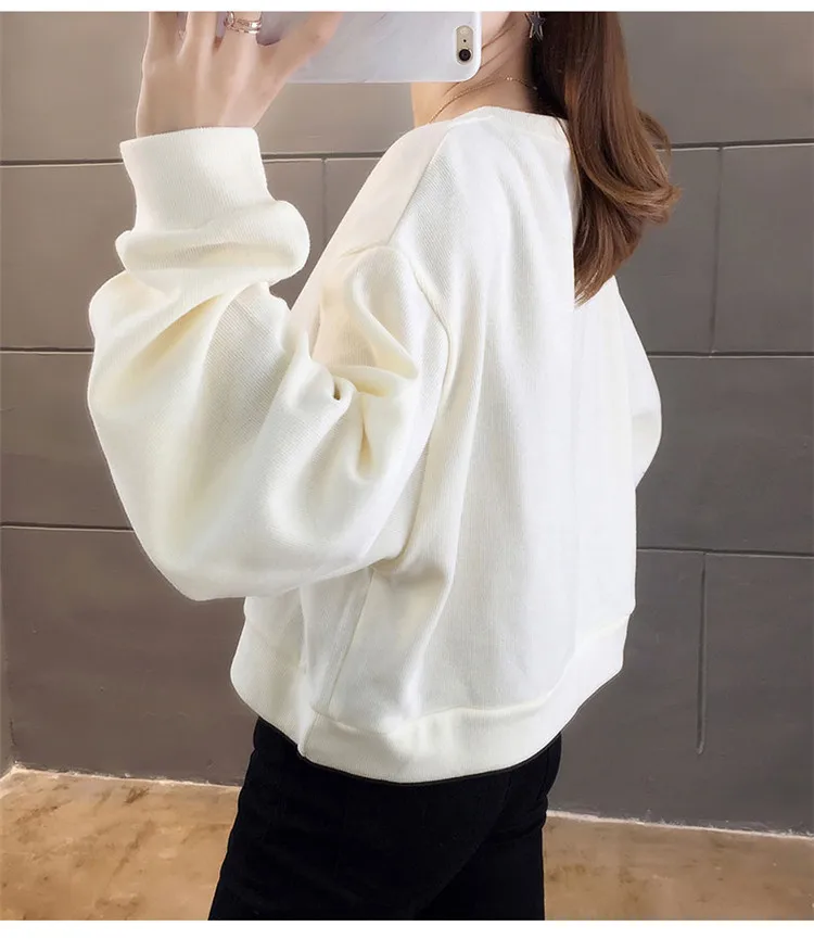 AliExpress свитер с длинными рукавами на осень и зиму Короткие Модные Разноцветные модели в Корейском стиле с принтом