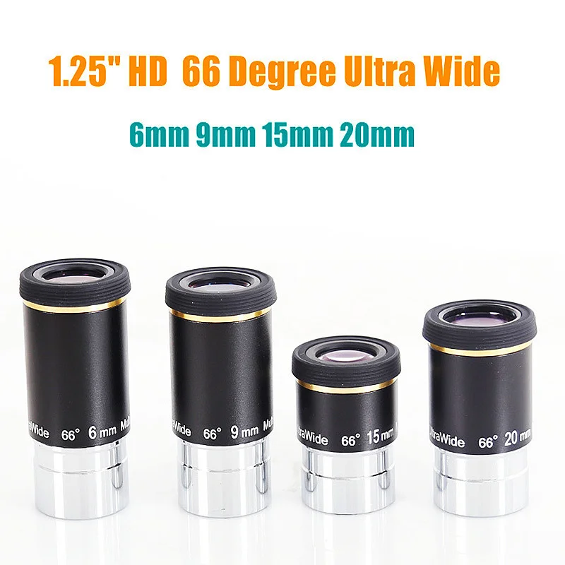 

New 1.25" HD 6mm 9mm 15mm 20mm 66 Degree Ultra Wide Angle Eyepiece Lens Monocular Binocualrs Astronomical Telescope Parts