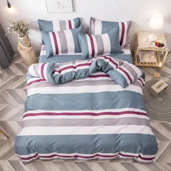 

Modern Simple Striped Bedding Set A/B Side Fashion Women Men Duvet Cover Set + PillowCase Quilt Cover Comforter Cover Sets