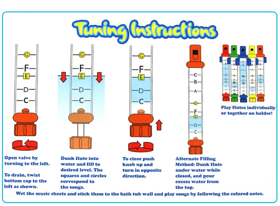 5 шт./компл. детские цветные водные флейты Tunnes Ванна музыкальные игрушки настройки звуков игрушки Интеллектуальное развитие подарок для ребенка
