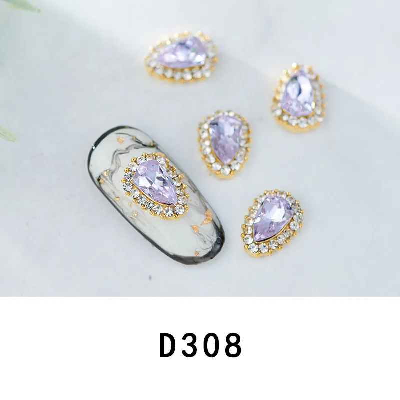 (5pcs)D308 5 шт./лот Кристаллы Блестки для украшения ногтей маникюр сплав ногтей художественные талисманы Стразы ювелирный Декор металлический японский ногтей художественный амулет - Цвет: (5pcs)D308