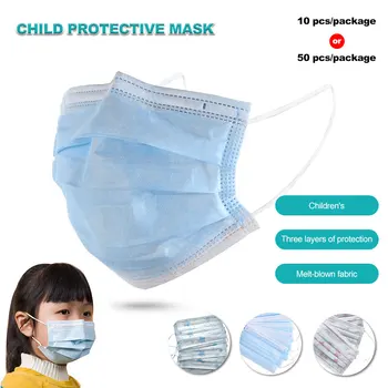 

10PCS/50PCS Three-layer Children's Disposable Mask Non-woven Fabric with Melt-blown Cloth Mouth Masks One time Kid Face Mask