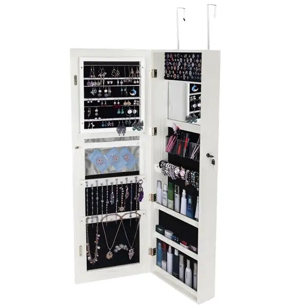 

Retro PVC Wood Grain Coating Whole Body Mirror Decoration Storage Dressing Mirror Jewelry Mirror Cabinet White
