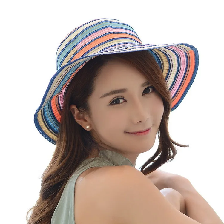 

2020 new Fashion stripe Hat Women Bucket Hat Outdoor Hunting Panama Fishing Cap Fisherman Hat Women Harajuku Fishing Hat