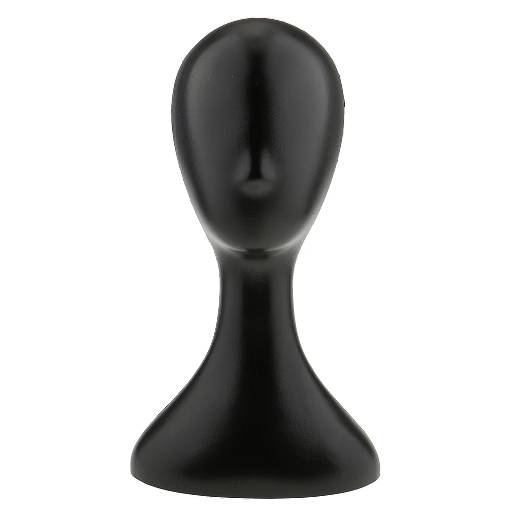 Female Plastic Plain Face Mannequin Manikin Head Model Wig Sunglasses Eyeglass Hat Cap Display Stander - White Black Skin Color