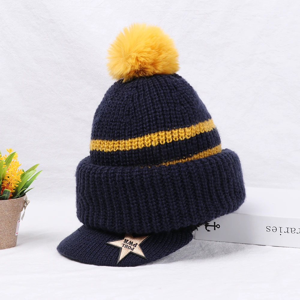 New Hot Baby Winter Beanie Hats Unisex Knitted Wool Hat With Warm Fleece Lining Windproof Face Guard for 2-5-year-old Kids