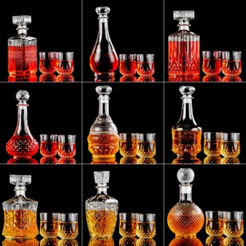 

high quality crystal Decanter with whiskey glass cups party club bar Decanter set GLA-133-C