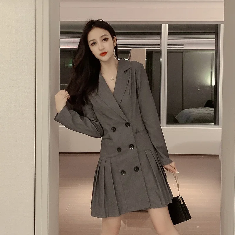 

2019 Autumn And Winter New Style WOMEN'S Dress Korean-style Slimming Mid-length Long Sleeve Popular Retro Base Chiffon over-the-