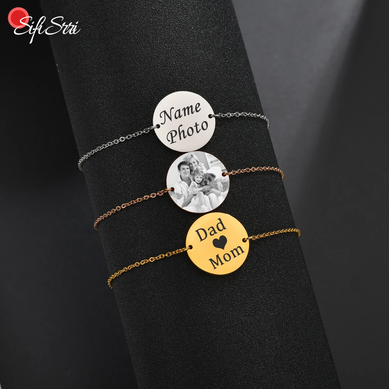 

Sifisrri Personalize Custom Engrave Photos Name Logo Bracelets for Women Men Memory Gift Stainless Steel Bracelet Jewelry Gift