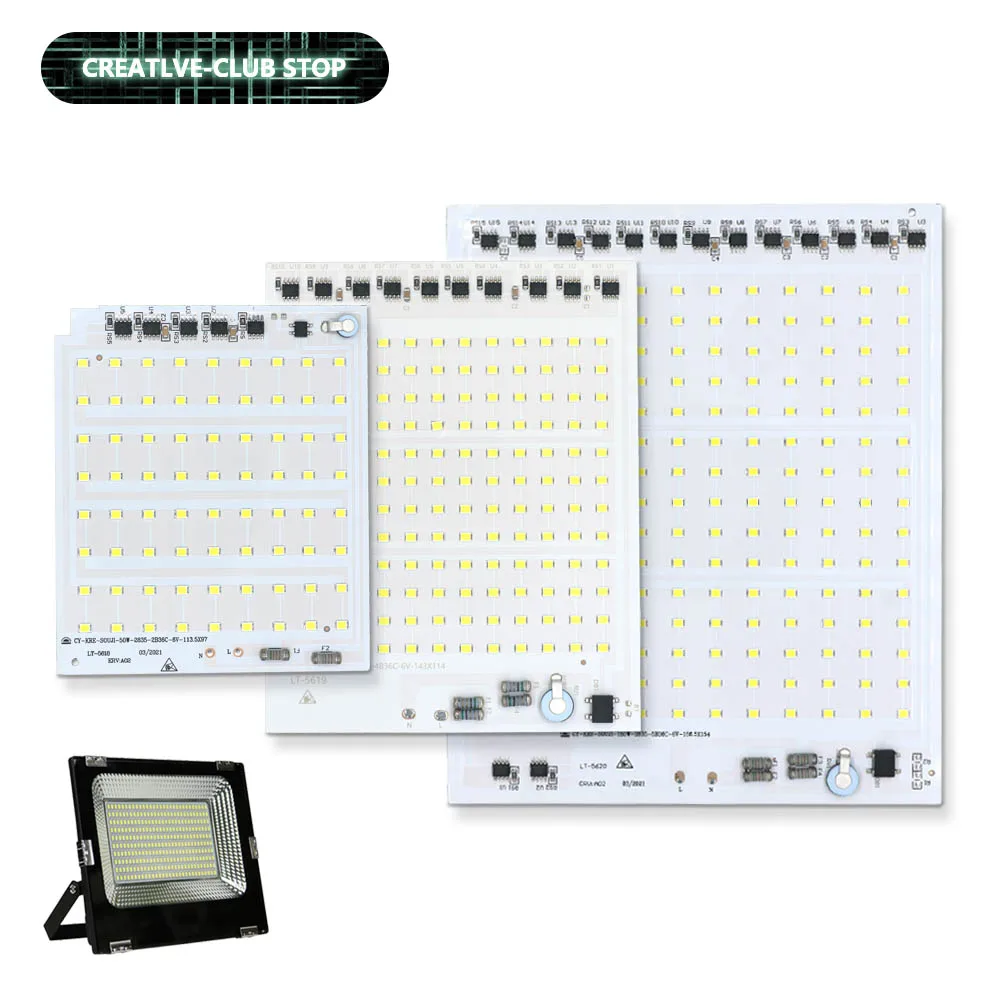 LED Matrix Flood Light SMD2835 Smart IC Source Board AC220V 10W 20W 30W 50W 100W 150W 200W bead For LEDs Panel | Освещение
