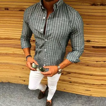 

Men's Casual striped Shirt Button Down Slim Fit Long Sleeve Formal Shirts M -3XL