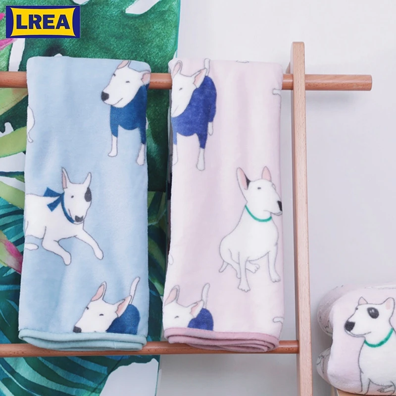 

LREA Animal Cartoon плед fleece Throw Blanket for Kids Bedspread Bulldog Sofa Cover 1pc winter decorations for home