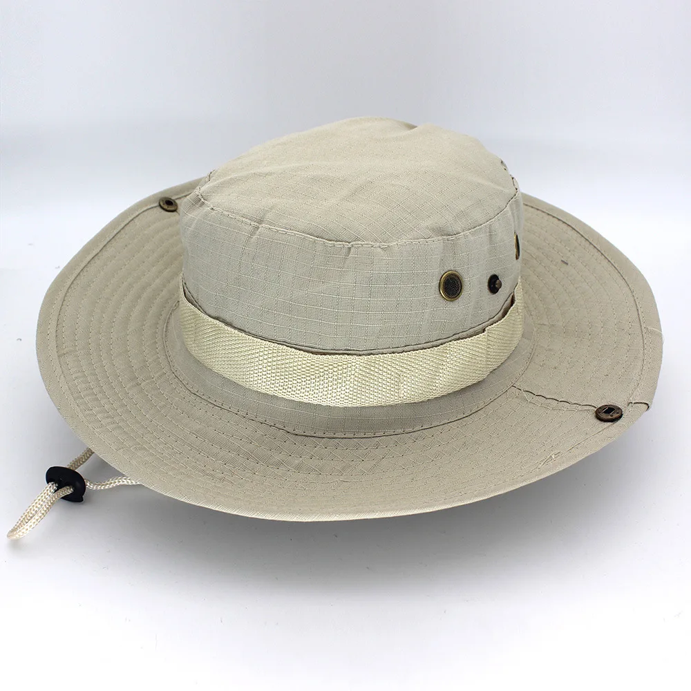 green bucket hat Outdoor Men Fishing Hunting Hat Military Bucket Hat Safari Boonie Hat Panama Cotton Unisex Women Summer Bob Sun Protection Hats buckethat Bucket Hats