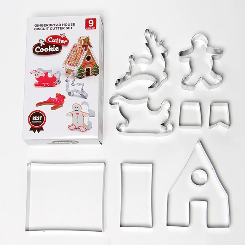 Christmas Cookie Cutter Stainless Steel Cut Candy Biscuit Mold Cooking Tools Christmas Theme Metal Cutters Mould Snowflake Snowm